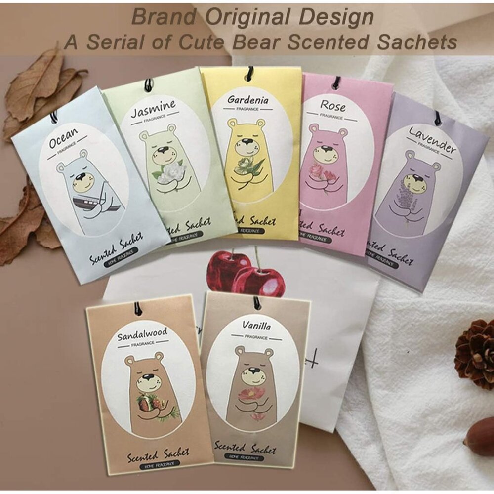 14 Packs Scented Sachets for Drawers and Closets Lavender, Rose, Jasmine, Ocean, - Picture 7 of 7